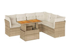 Set di mobili da esterno in vimini intrecciato in resina beige - dlz1766567793618