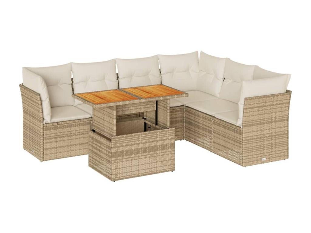 Set di mobili da esterno in vimini intrecciato in resina beige - dlz1766567793618