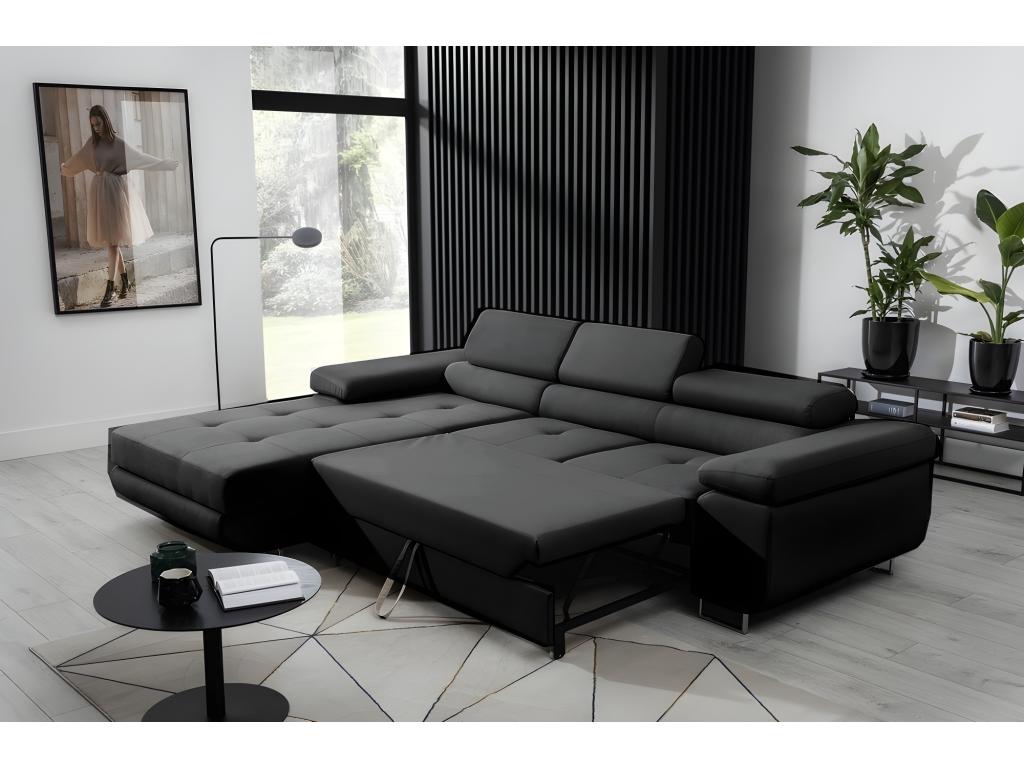 Divano letto in tessuto nero - dlz1766567770896