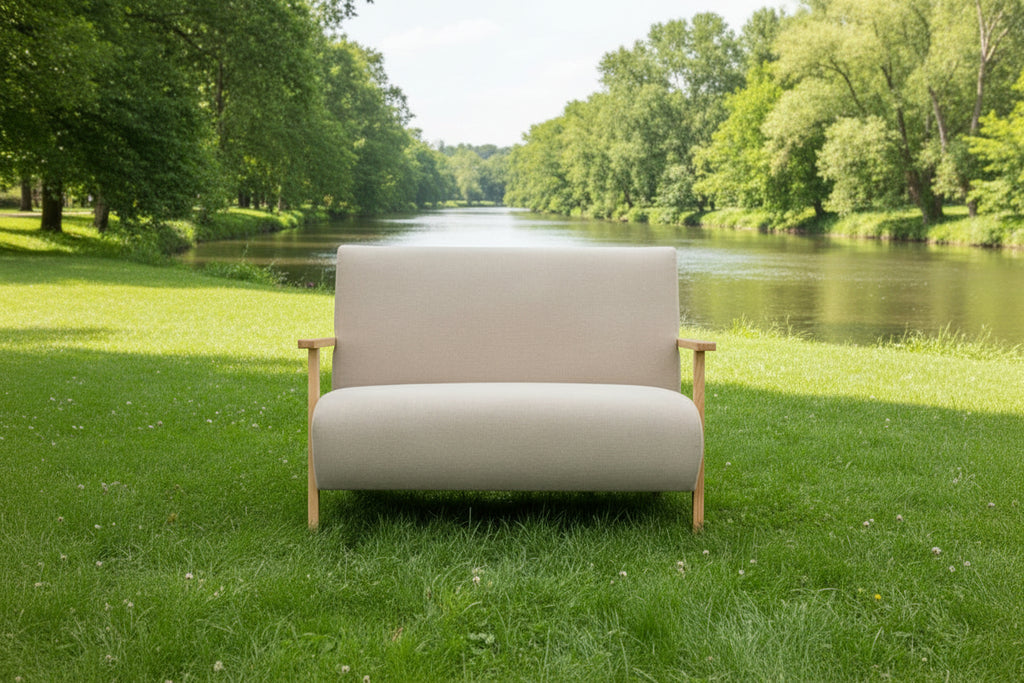 Divano in tessuto beige - dlz1766567699422