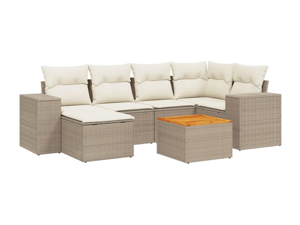 Set di mobili da esterno in vimini intrecciato in resina beige - dlz1766567881939