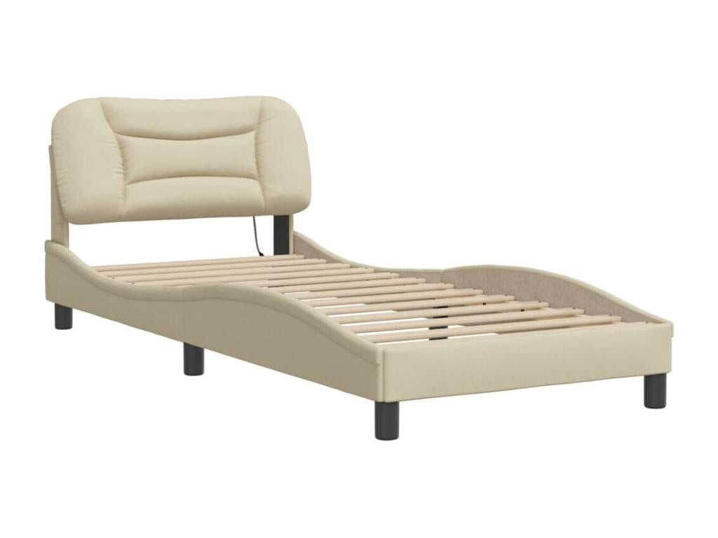 Struttura letto in tessuto beige, 80 x 200 cm