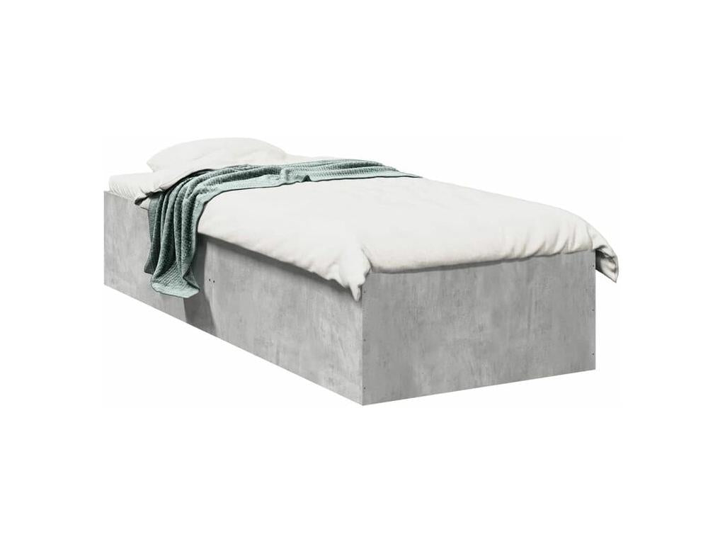 Struttura letto in legno ingegnerizzato grigio, 90 x 190 cm