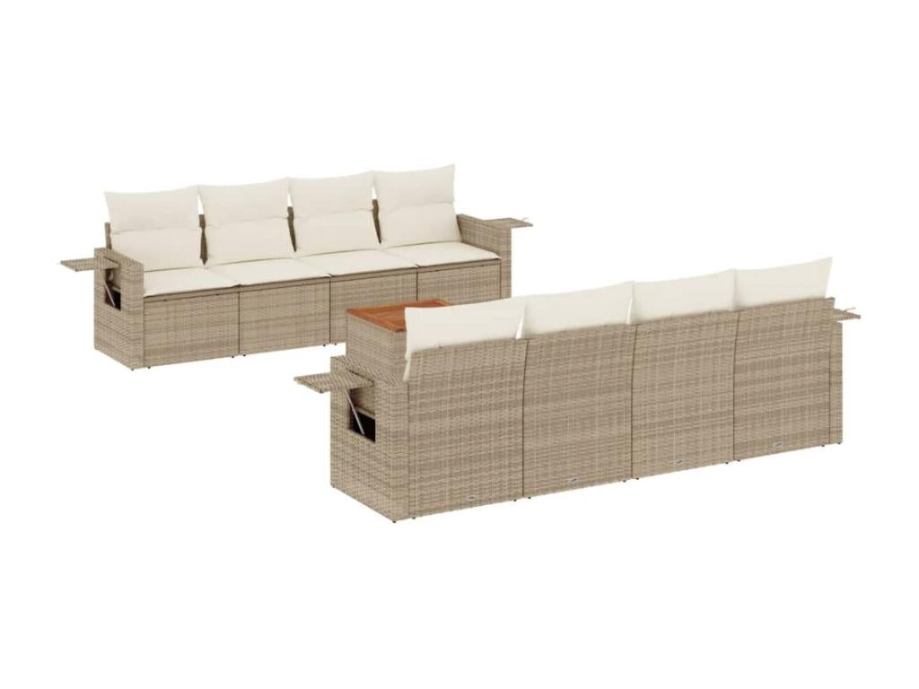 Set di mobili da esterno in vimini intrecciato in resina beige - dlz1766568519074