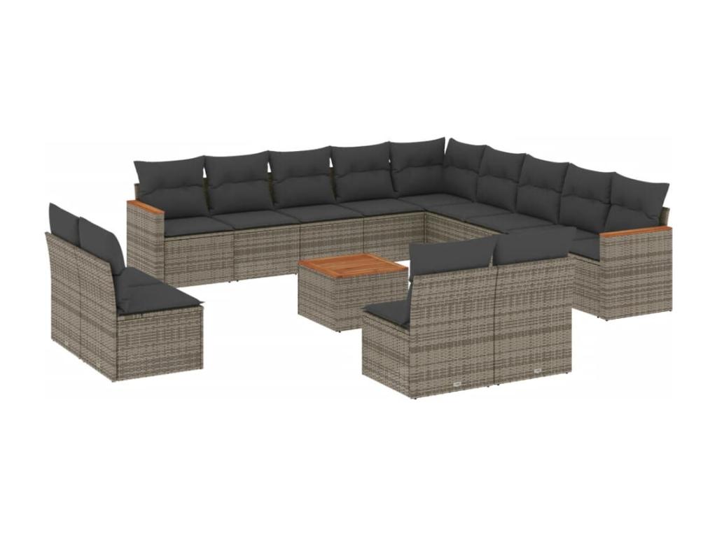 Set di mobili da esterno in vimini intrecciato in resina grigia - dlz1766567655126