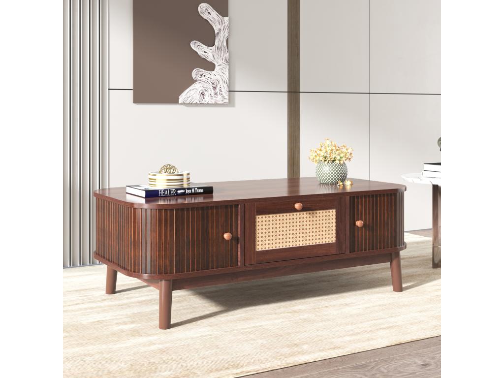 Tavolino da caffè in legno massello naturale