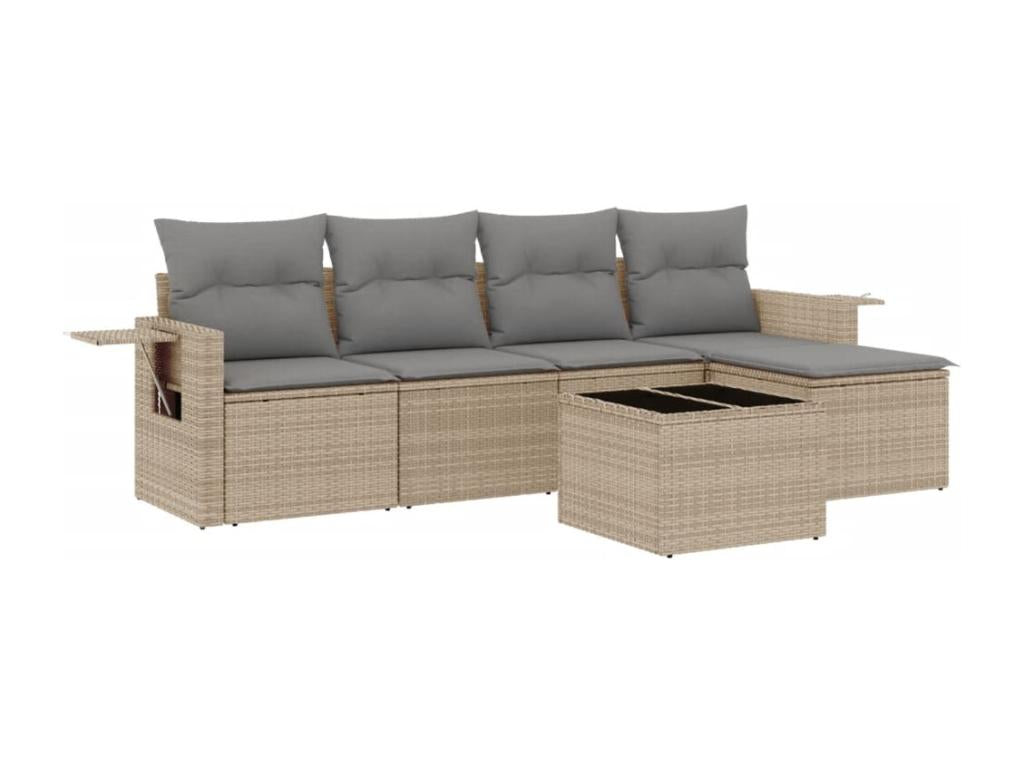 Set di mobili da esterno in vimini intrecciato in resina beige - dlz1766568652524