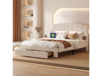 Letto in tessuto beige, 140 x 200 cm