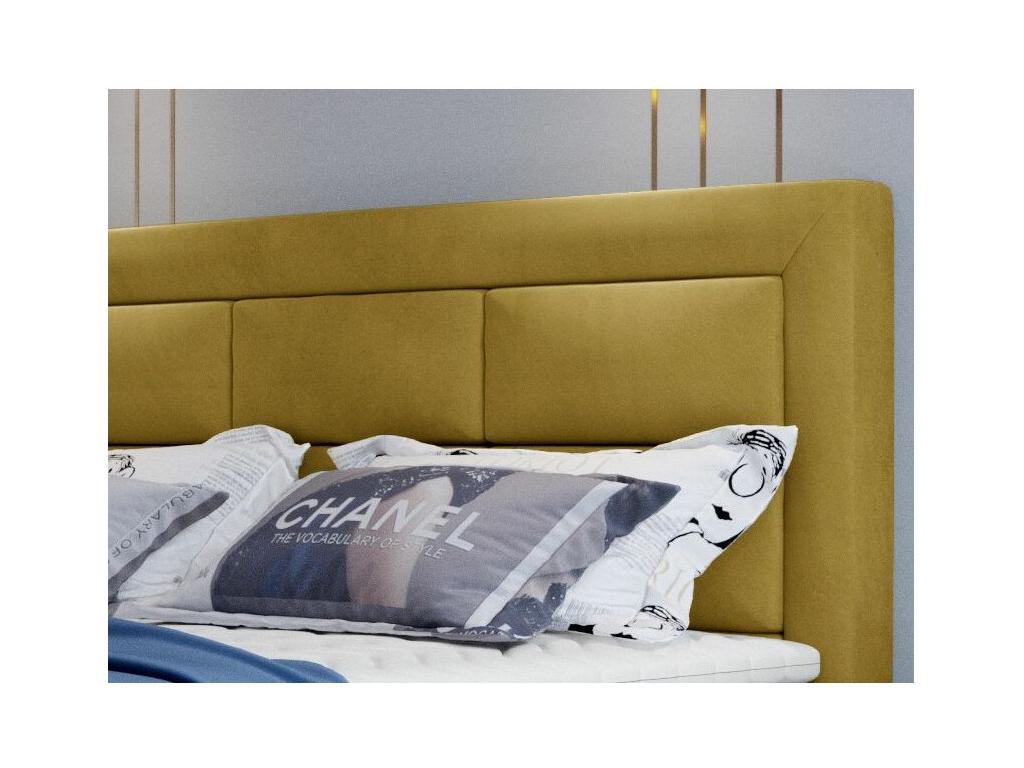 Letto in velluto giallo, 140 x 200 cm