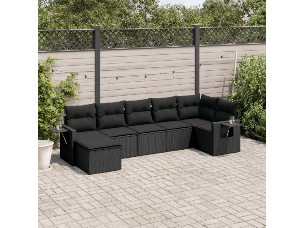 Set di mobili da esterno in vimini intrecciato in resina nera - dlz1766567887638