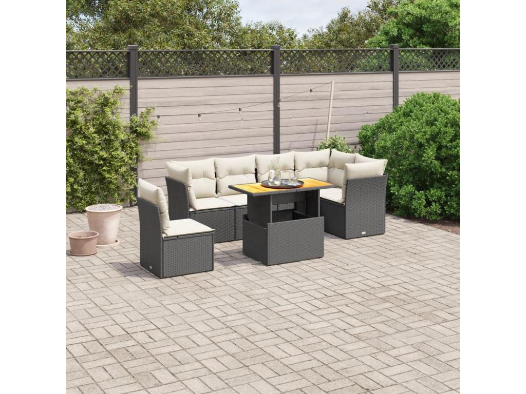 Set di mobili da esterno in vimini intrecciato in resina nera - dlz1766567719091