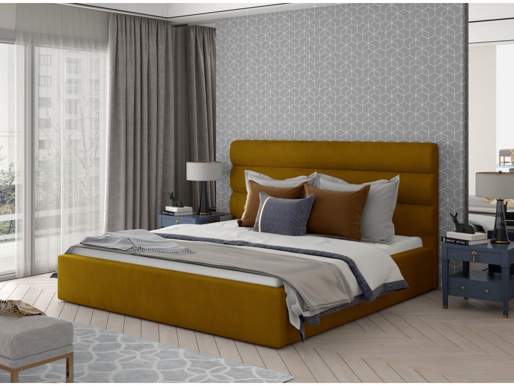 Letto in velluto giallo, 200 x 200 cm