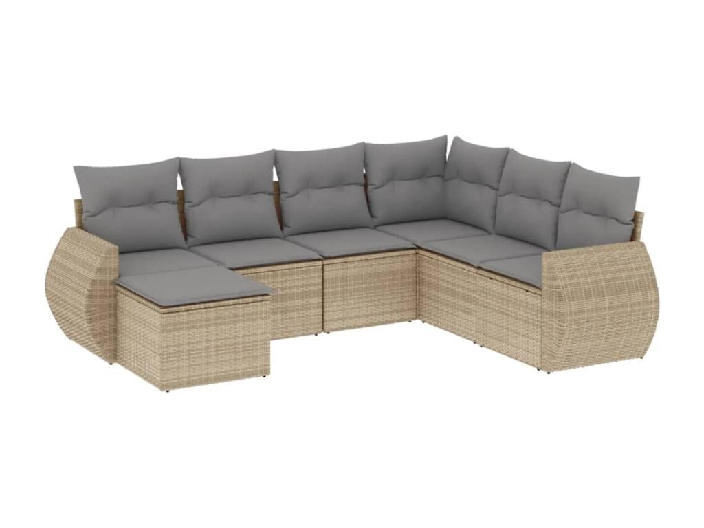 Set di mobili da esterno in vimini intrecciato in resina beige