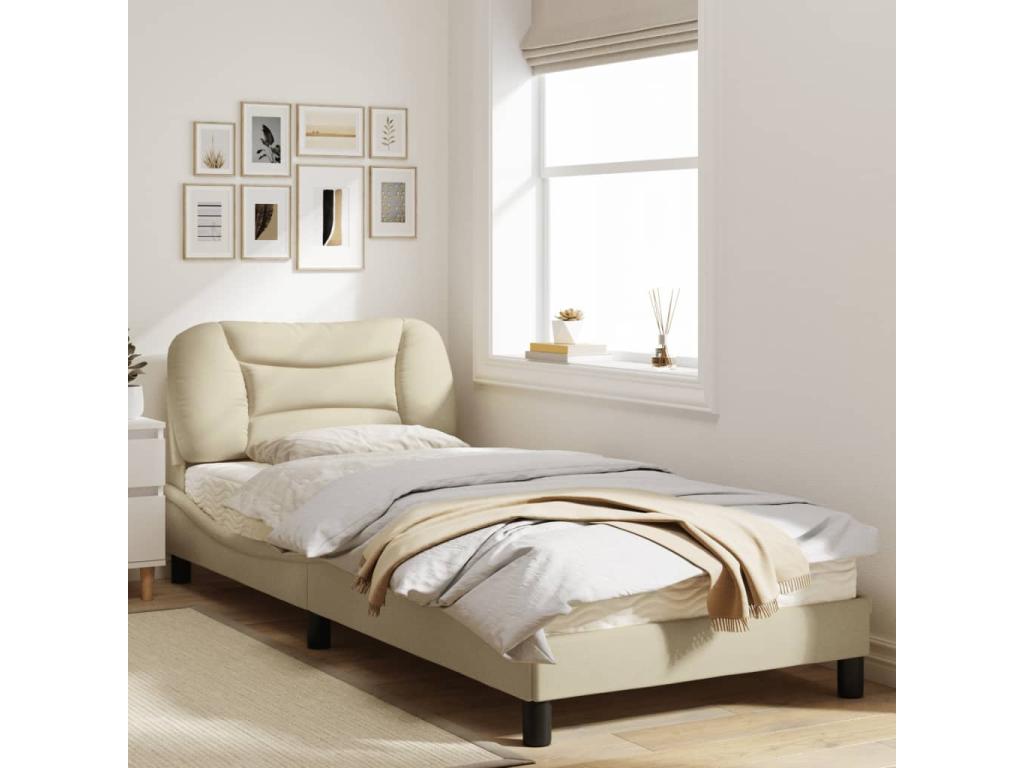 Struttura letto in tessuto beige, 80 x 200 cm