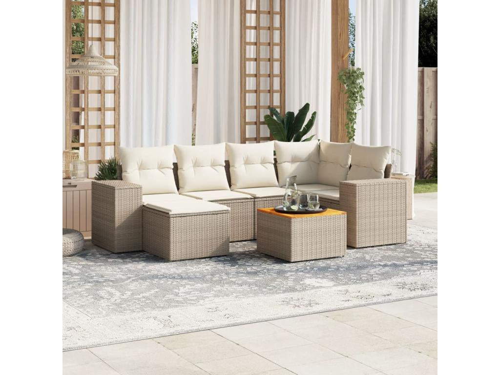 Set di mobili da esterno in vimini intrecciato in resina beige - dlz1766567881939