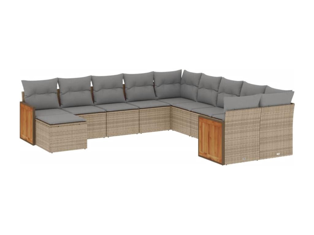 Set di mobili da esterno in vimini intrecciato in resina beige - dlz1766567701660