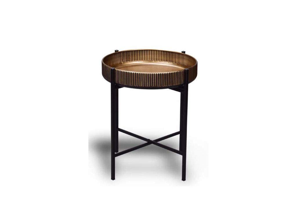 Tavolino laterale in metallo dorato