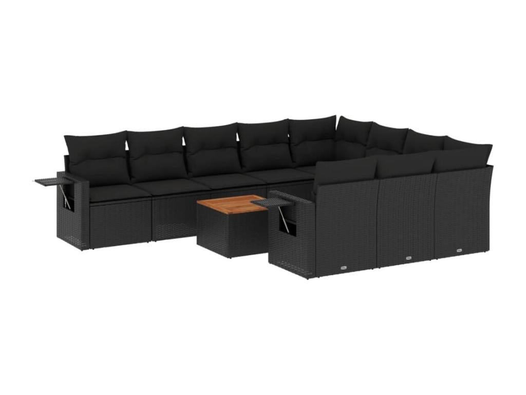 Set di mobili da esterno in vimini intrecciato in resina nera - dlz1766567710938
