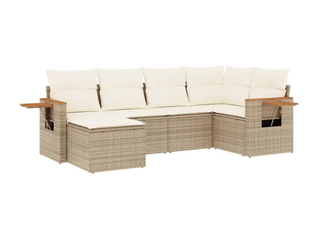 Set di mobili da esterno in vimini intrecciato in resina beige - dlz1766567888514