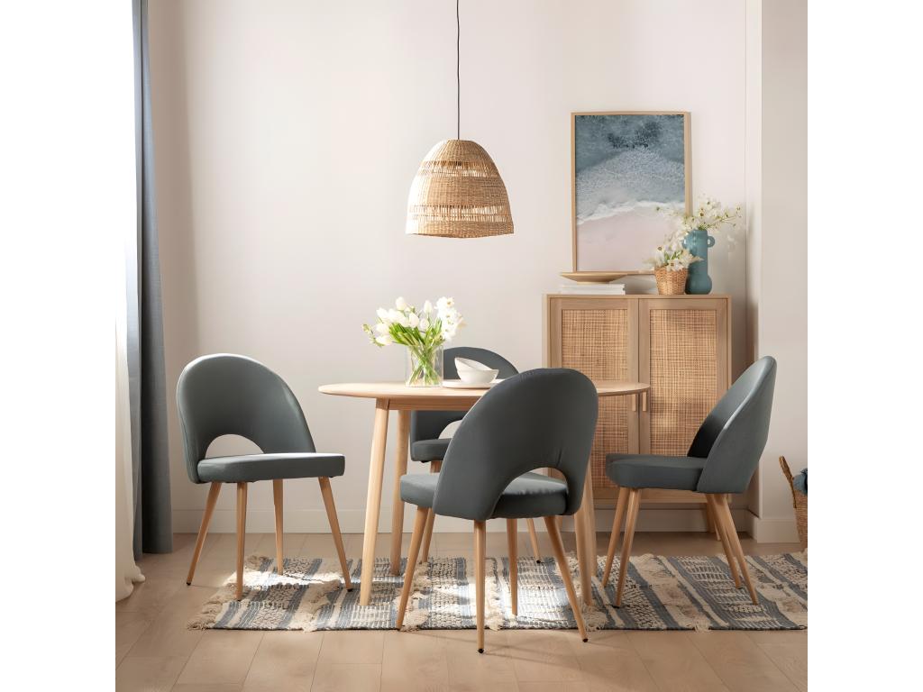 Sedia in tessuto blu, 49 x 85 cm