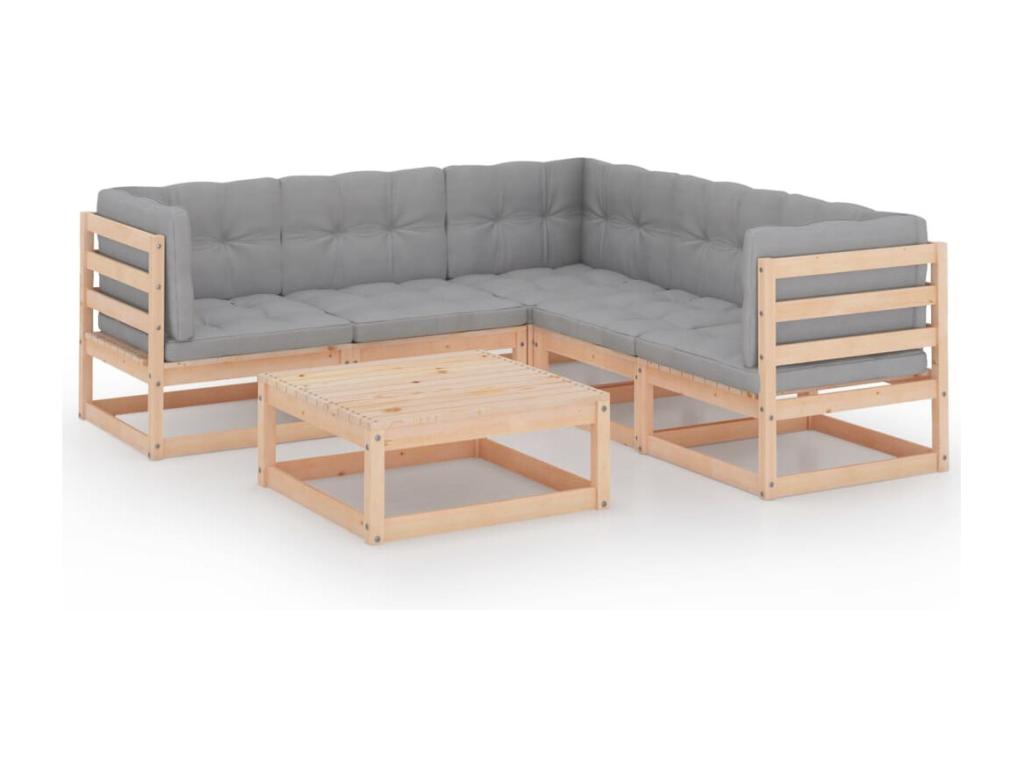 Set di mobili da esterno in legno di pino grigio - dlz1766567868308