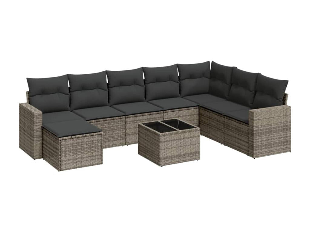 Set di mobili da esterno in vimini intrecciato in resina grigia - dlz1766567680199