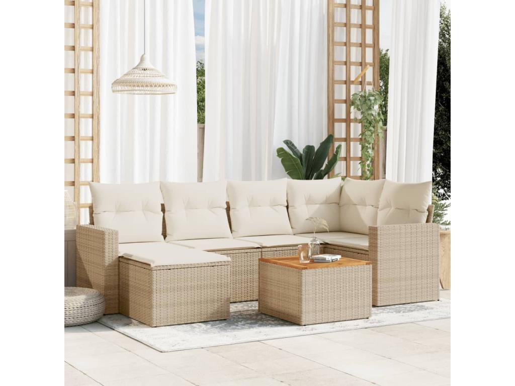 Set di mobili da esterno in vimini intrecciato in resina beige - dlz1766567720978