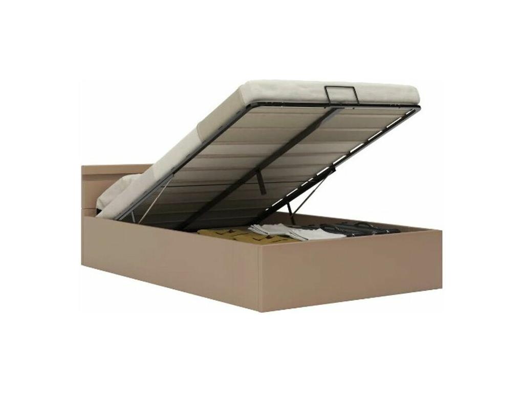 Letto in pelle beige, 140 x 200 cm