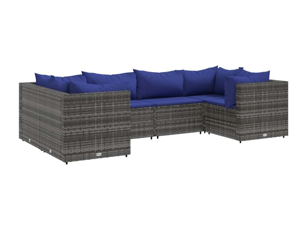 Set di mobili da esterno in vimini intrecciato in resina grigia - dlz1766567728298