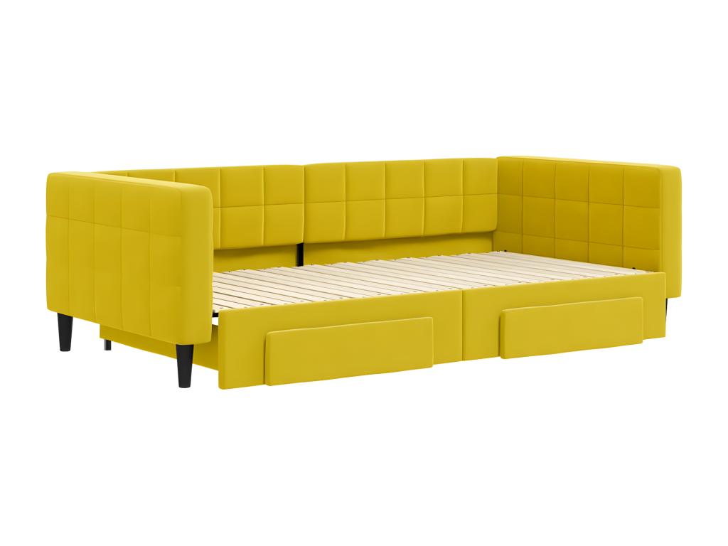 Letto in velluto giallo, 100 x 200 cm