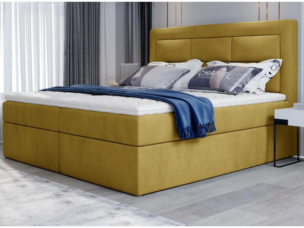 Letto in velluto giallo, 140 x 200 cm