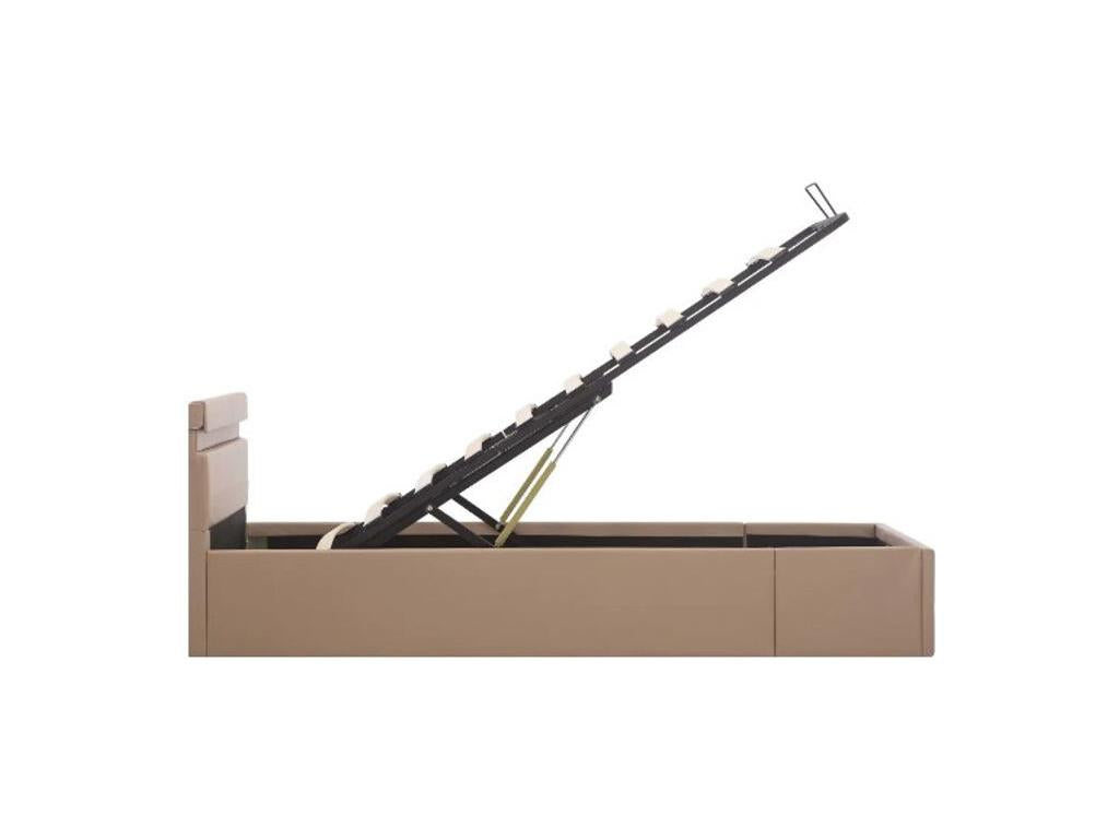 Letto in pelle beige, 140 x 200 cm