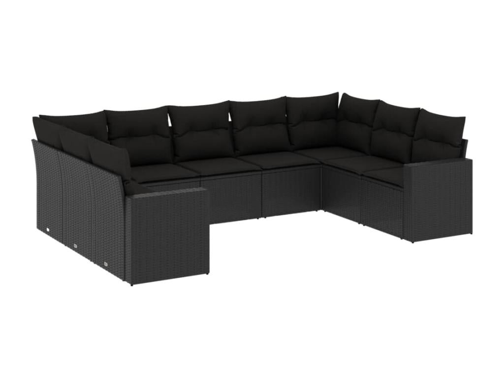 Set di mobili da esterno in vimini intrecciato in resina nera - dlz1766567885656