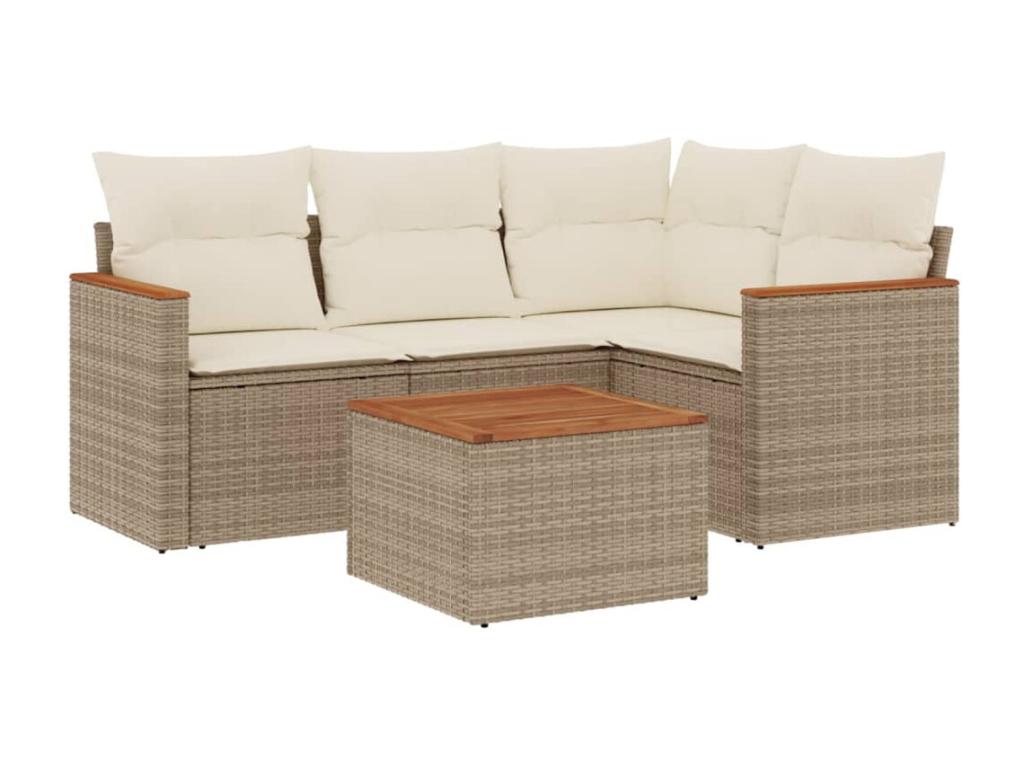 Set di mobili da esterno in vimini intrecciato in resina beige - dlz1766567724369