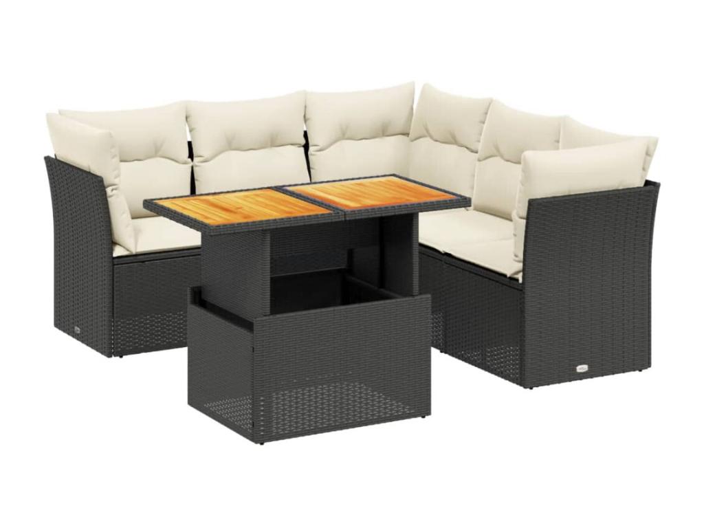 Set di mobili da esterno in vimini intrecciato in resina nera - dlz1766567771287