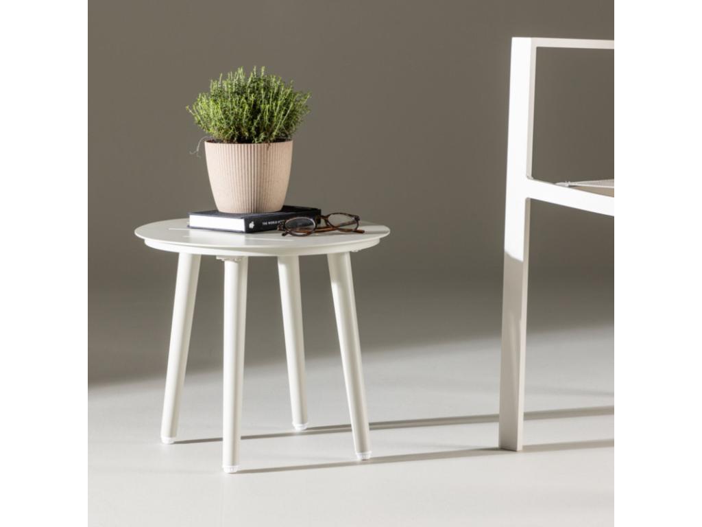 Tavolino laterale in metallo beige