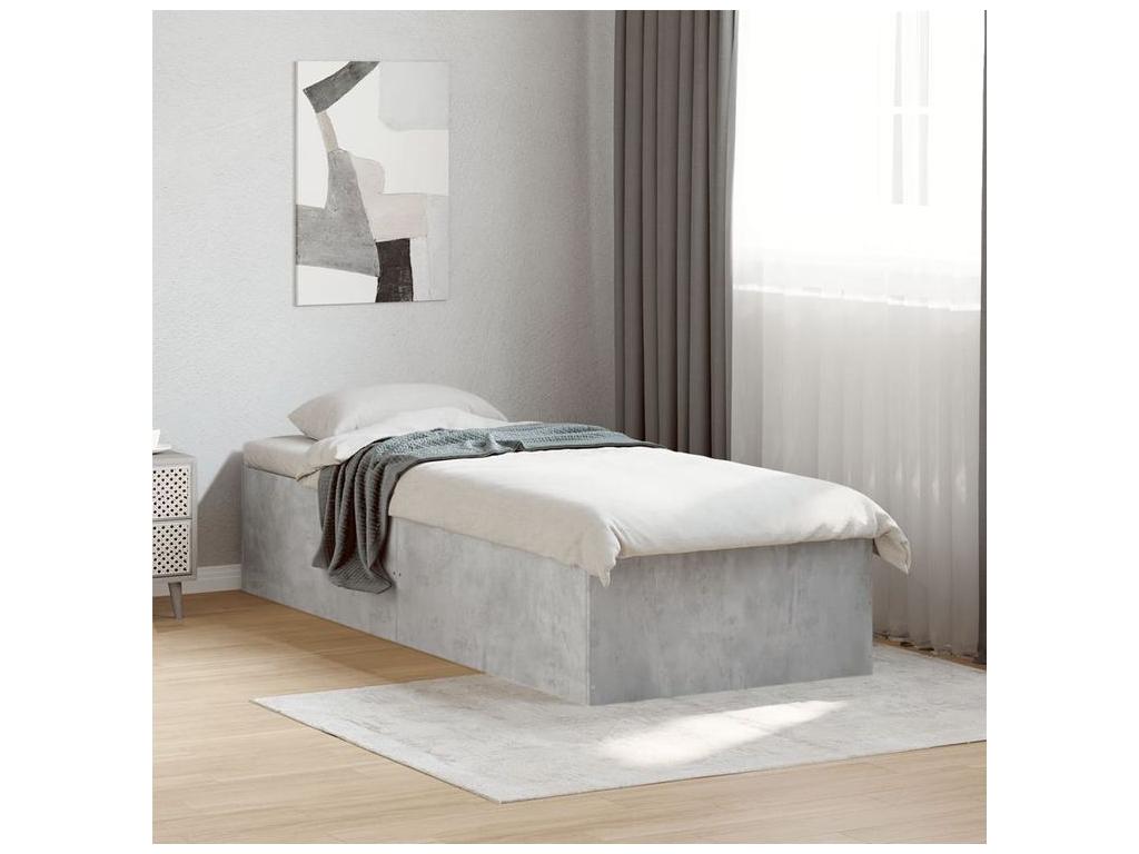 Struttura letto in legno ingegnerizzato grigio, 90 x 190 cm