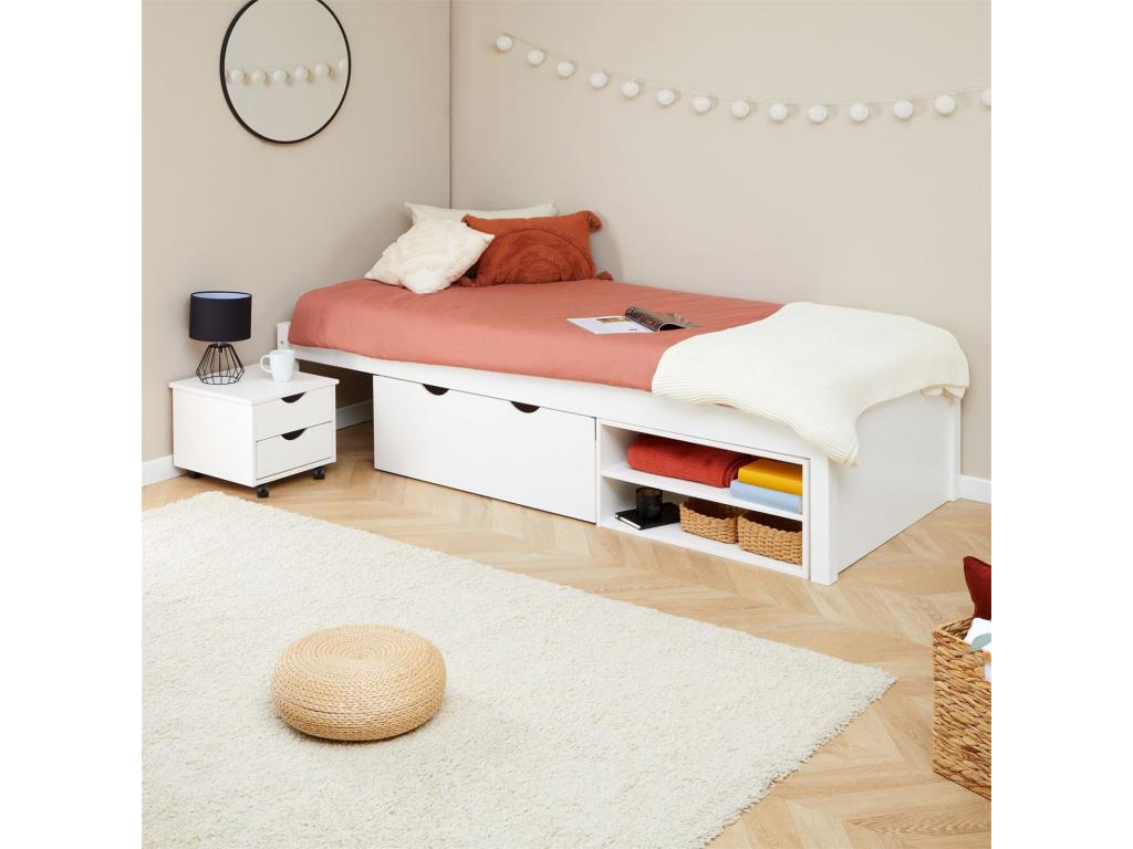 Letto in legno di pino bianco, 90 x 190 cm
