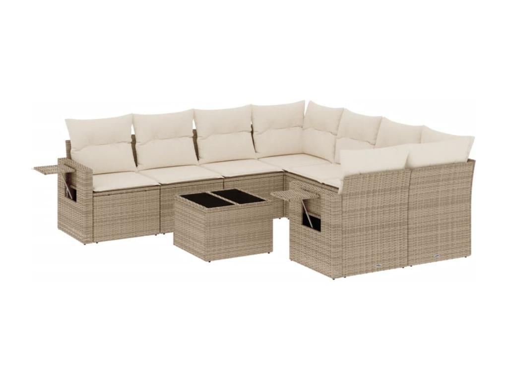 Set di mobili da esterno in vimini intrecciato in resina beige - dlz1766567911366