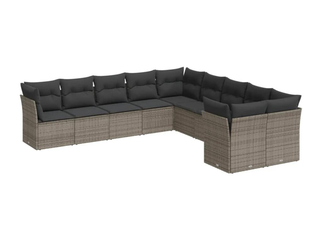 Set di mobili da esterno in vimini intrecciato in resina grigia - dlz1766568522833