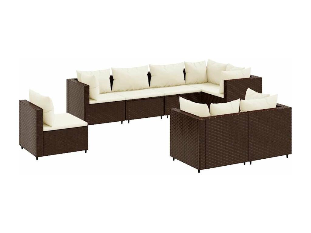 Set di mobili da esterno in vimini intrecciato in resina marrone - dlz1766567719971