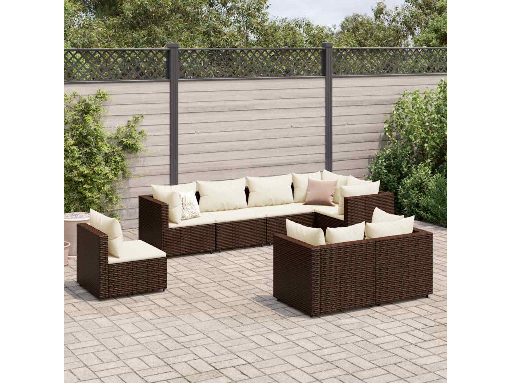 Set di mobili da esterno in vimini intrecciato in resina marrone - dlz1766567719971