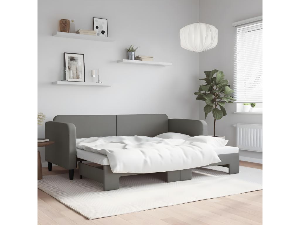 Letto in tessuto grigio, 80 x 200 cm