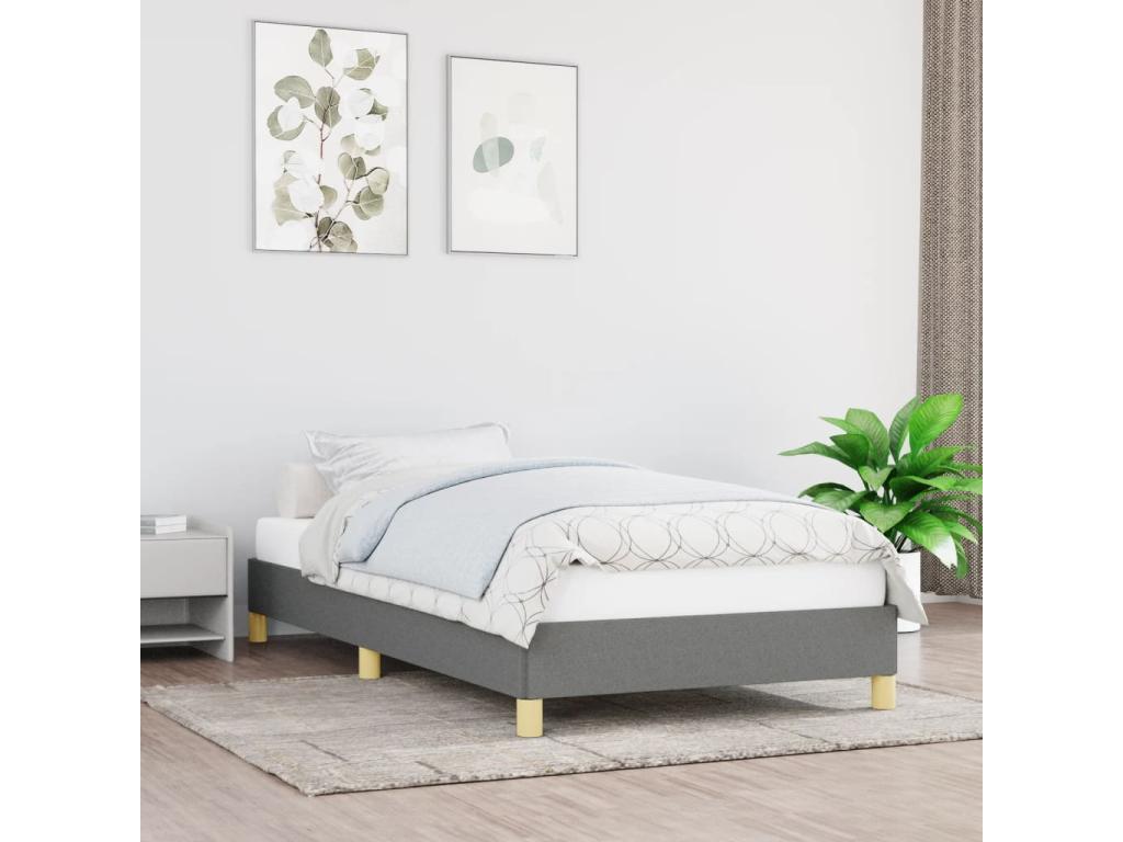 Struttura letto in tessuto grigio, 90 x 200 cm