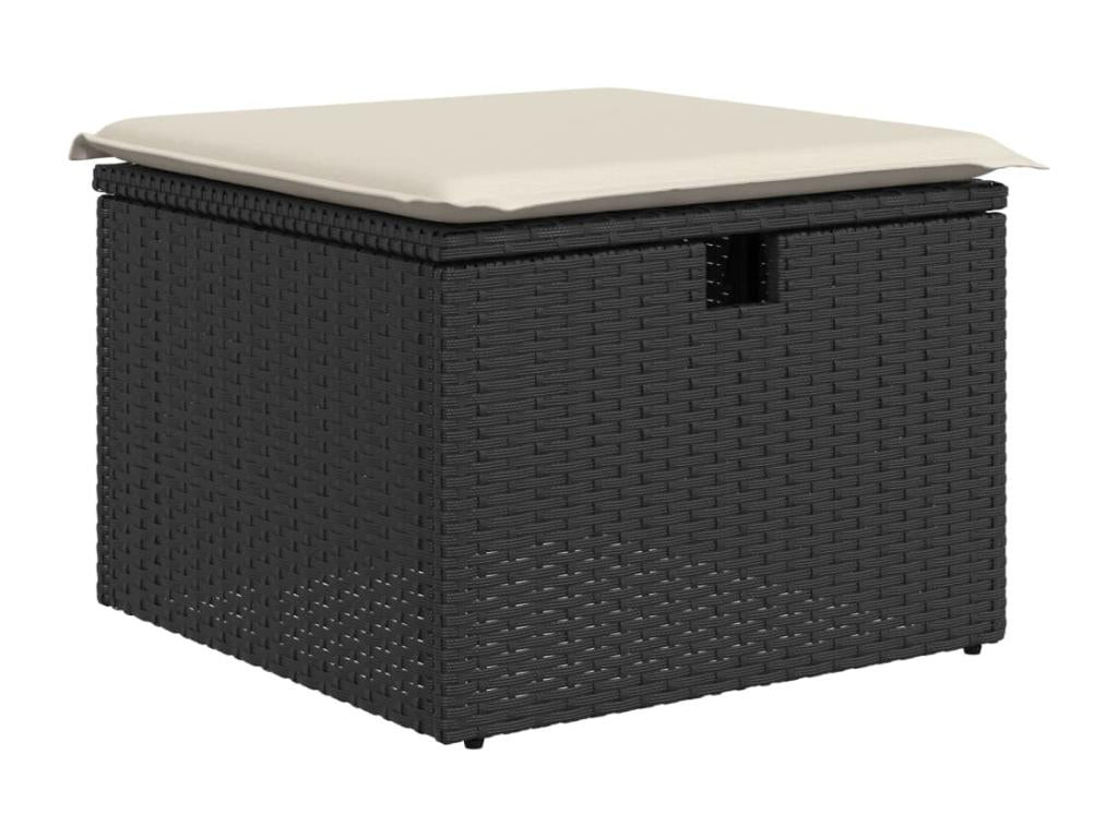 Set di mobili da esterno in vimini intrecciato in resina nera - dlz1766567653936