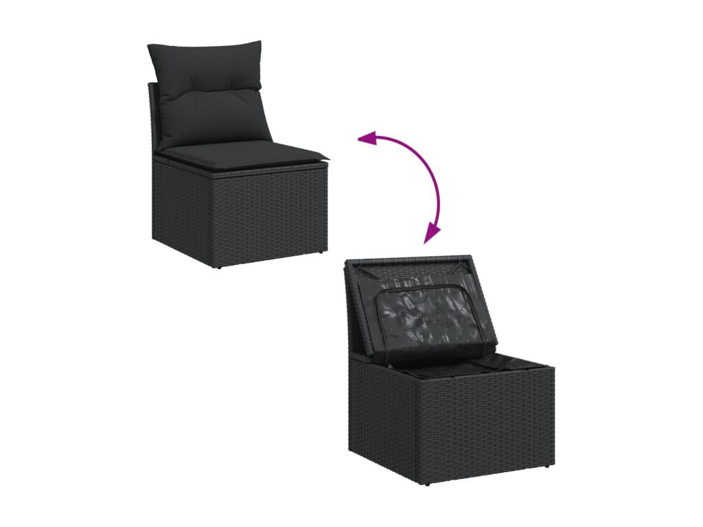 Set di mobili da esterno in vimini intrecciato in resina nera - dlz1766567908391