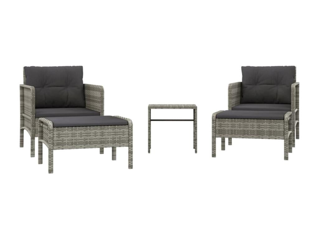 Set di mobili da esterno in vimini intrecciato in resina grigia