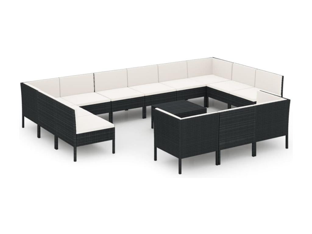 Set di mobili da esterno in vimini intrecciato in resina nera - dlz1766567750312