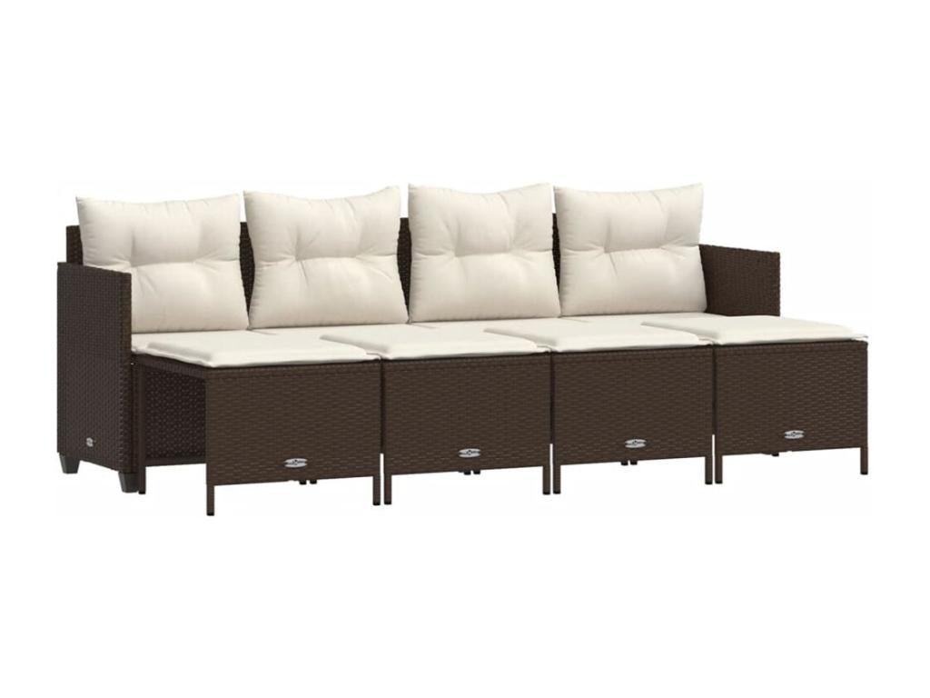 Set di mobili da esterno in vimini intrecciato in resina marrone