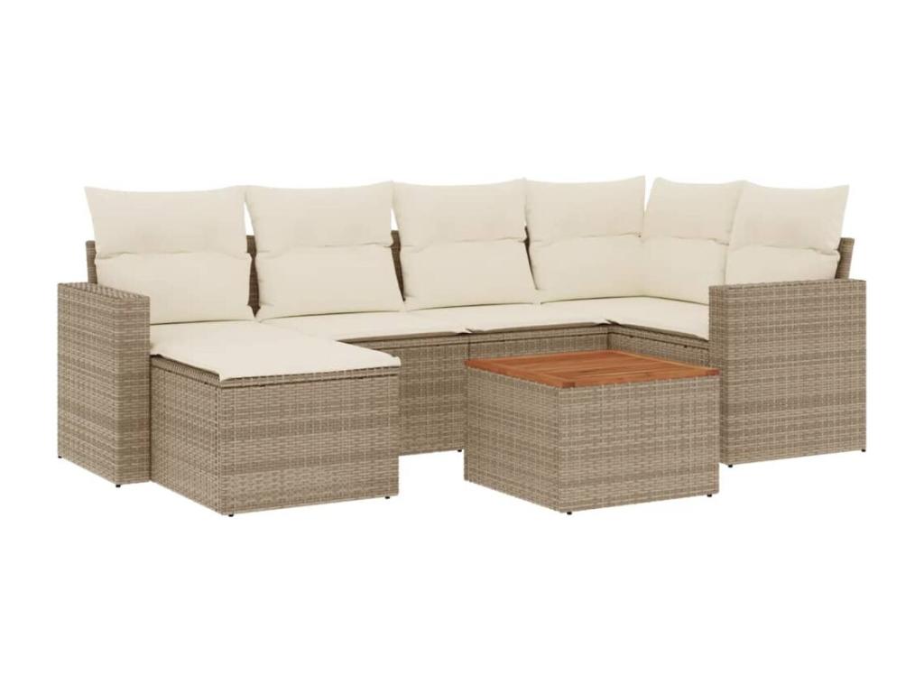 Set di mobili da esterno in vimini intrecciato in resina beige - dlz1766567720978